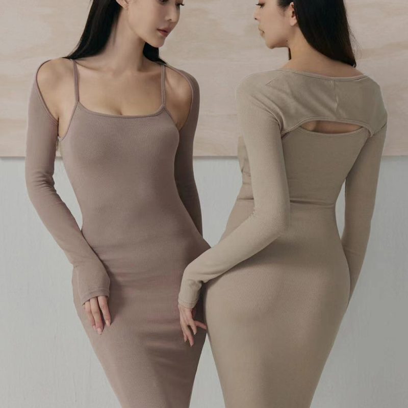 elegant rib knit shrug螺紋小罩衫