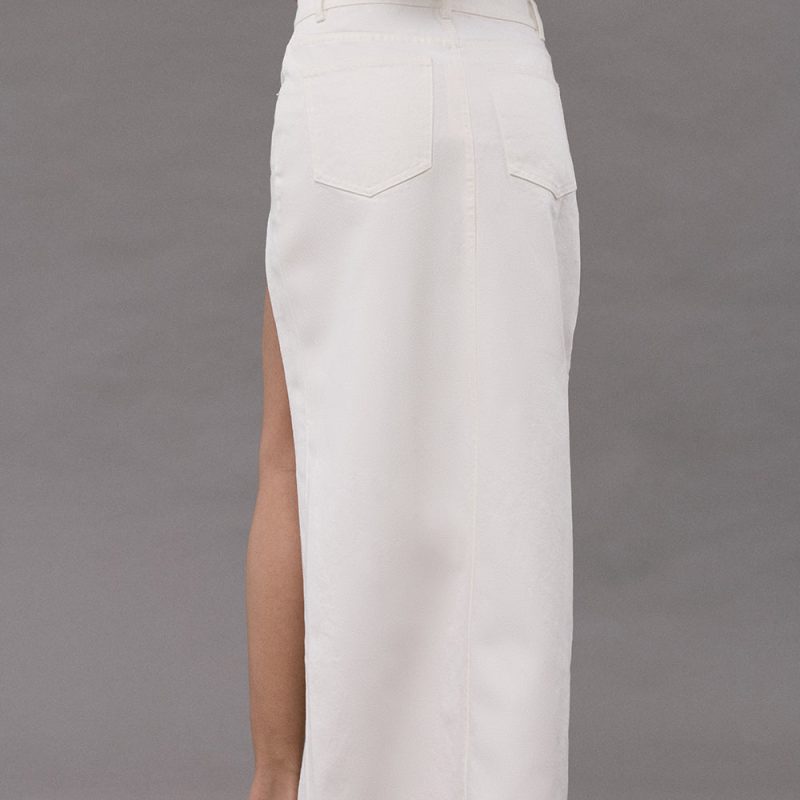 slit denim maxi skirt逆天長腿開衩牛仔長裙