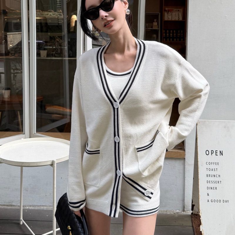 afternoon walk knit longline button up cardigan菱格針織排釦中長版開襟外套