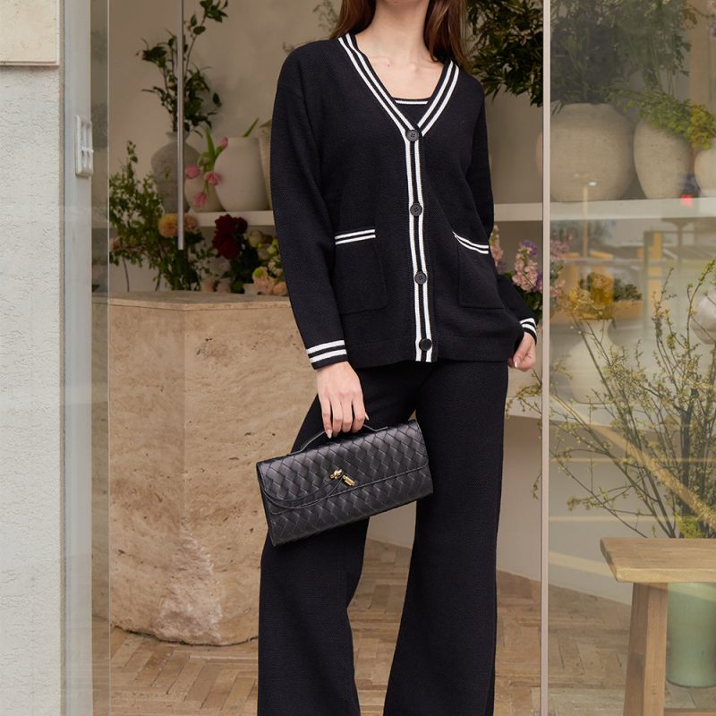 afternoon walk knit longline button up cardigan菱格針織排釦中長版開襟外套