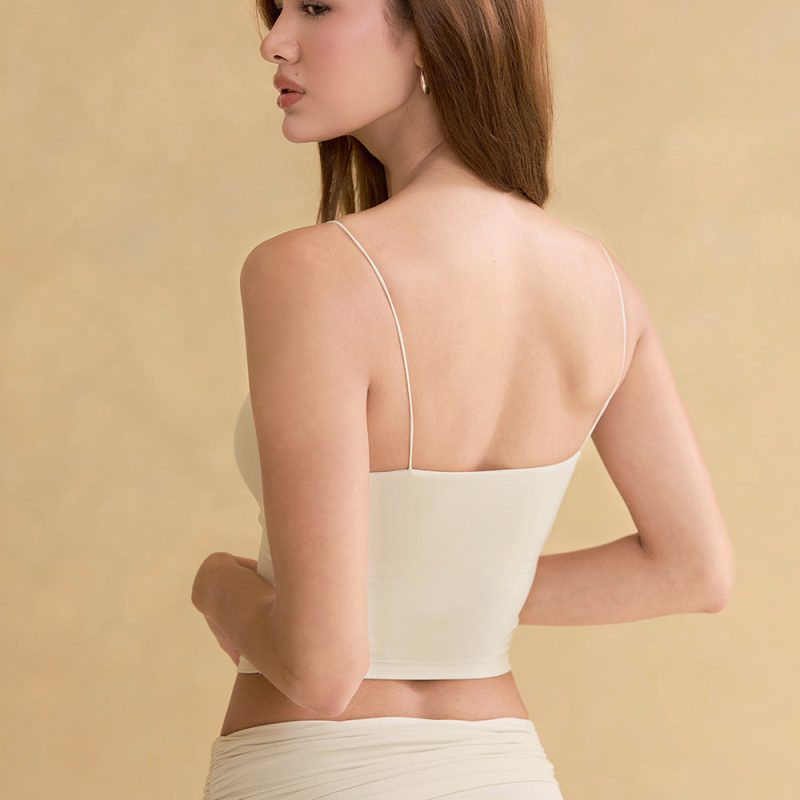 mumm soft ruched spaghetti strap bratop奶蓋集中聚攏細肩bratop