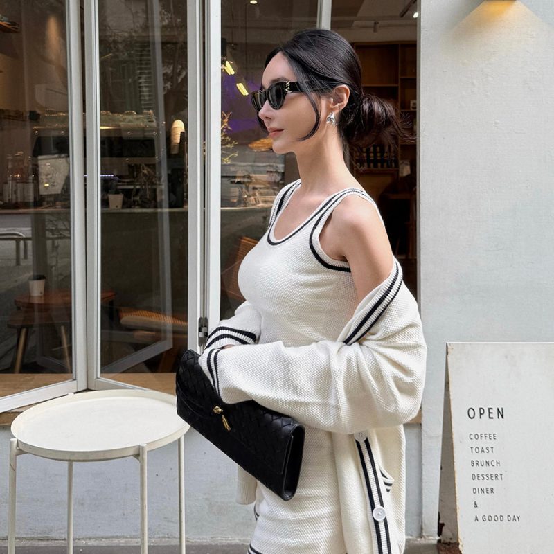 afternoon walk knit longline button up cardigan菱格針織排釦中長版開襟外套