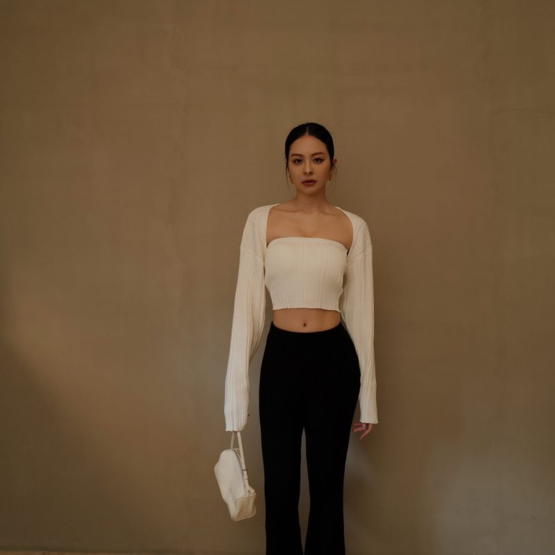 wide ribbed knit shrug坑條針織罩衫 【白s】