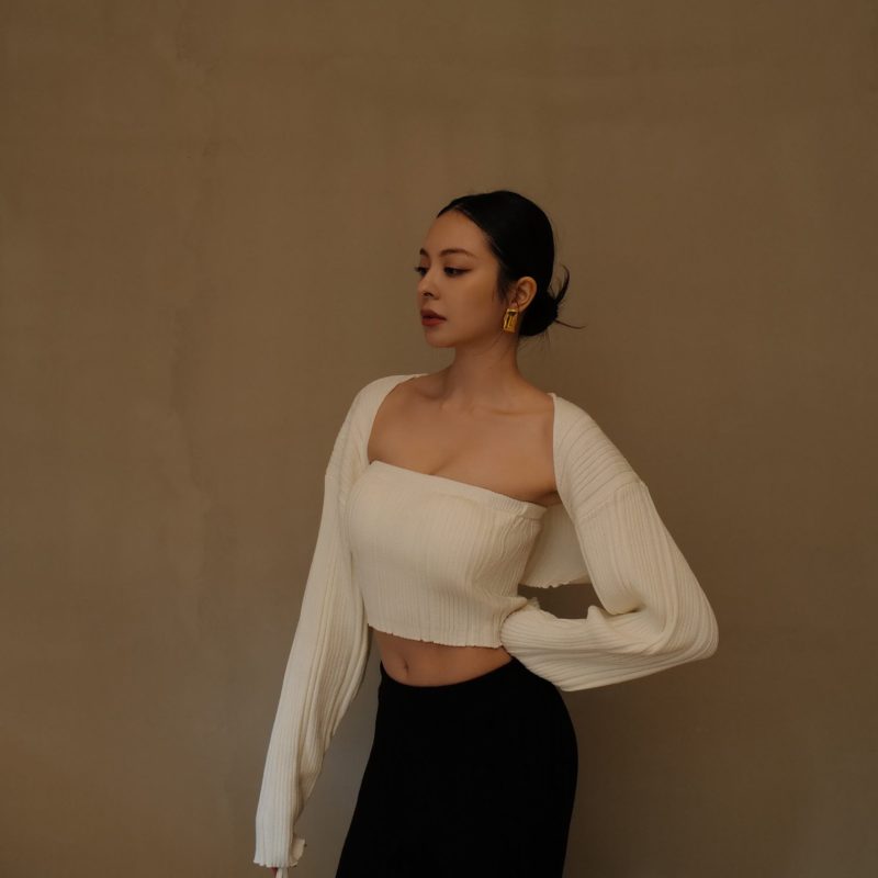 wide ribbed knit shrug坑條針織罩衫 【白s】