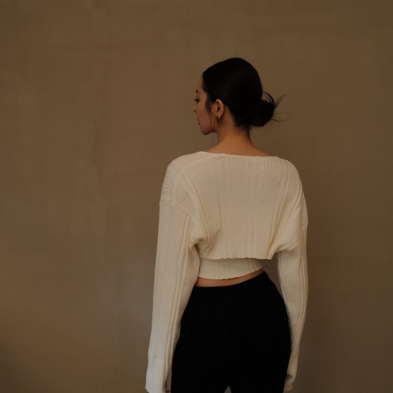 wide ribbed knit shrug坑條針織罩衫 【白s】