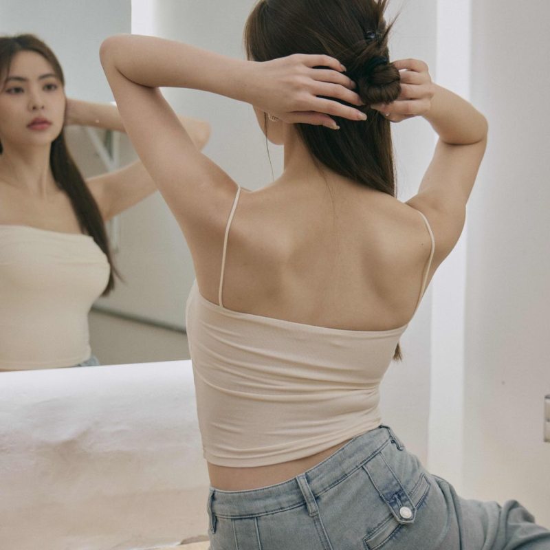 scratched strap bra top藏肚收腰push up bra top