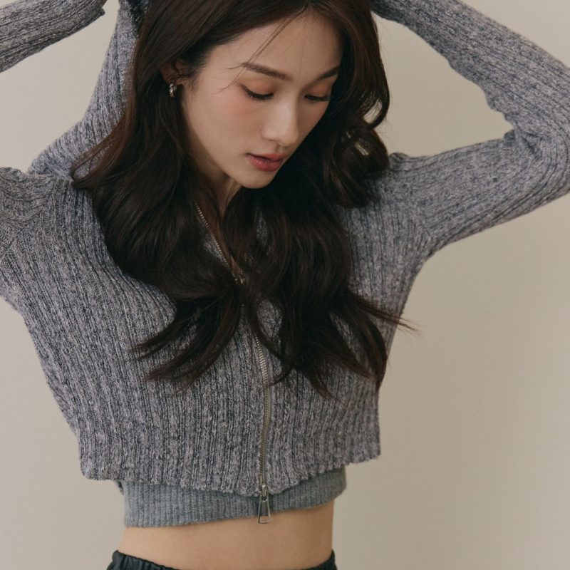 soft skin hooded cardigan親膚混色針織連帽外套