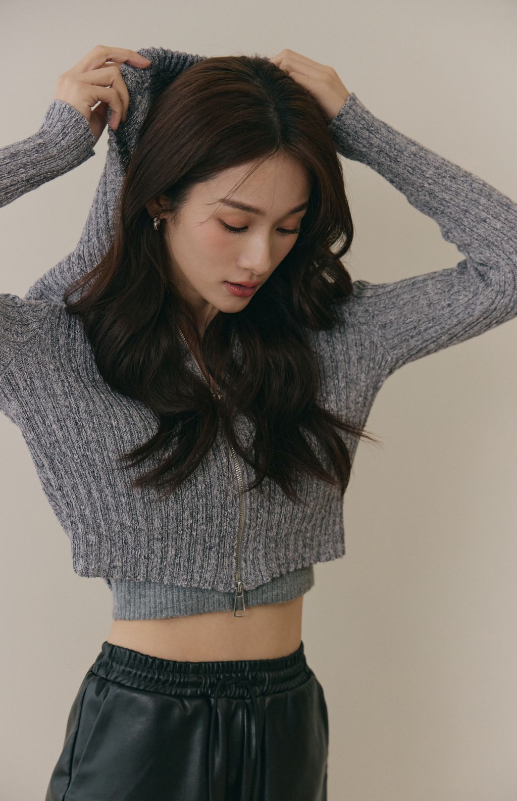 soft skin hooded cardigan<br/>親膚混色針織連帽外套 soft skin hooded cardigan親膚混色針織連帽外套