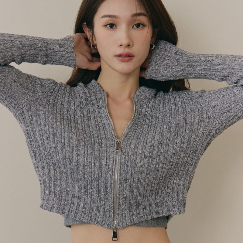 soft skin hooded cardigan親膚混色針織連帽外套