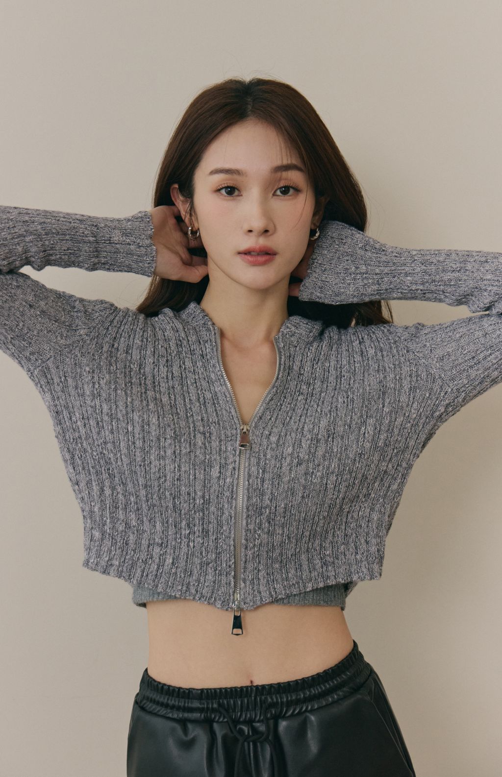 soft skin hooded cardigan<br/>親膚混色針織連帽外套 soft skin hooded cardigan親膚混色針織連帽外套