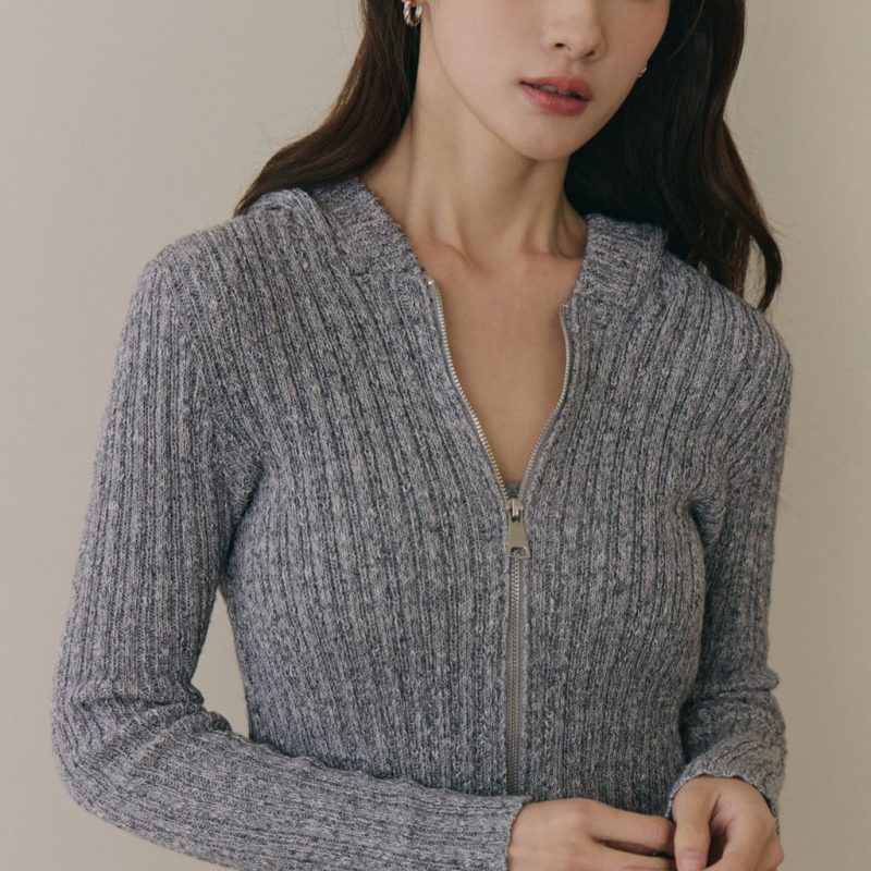 soft skin hooded cardigan親膚混色針織連帽外套