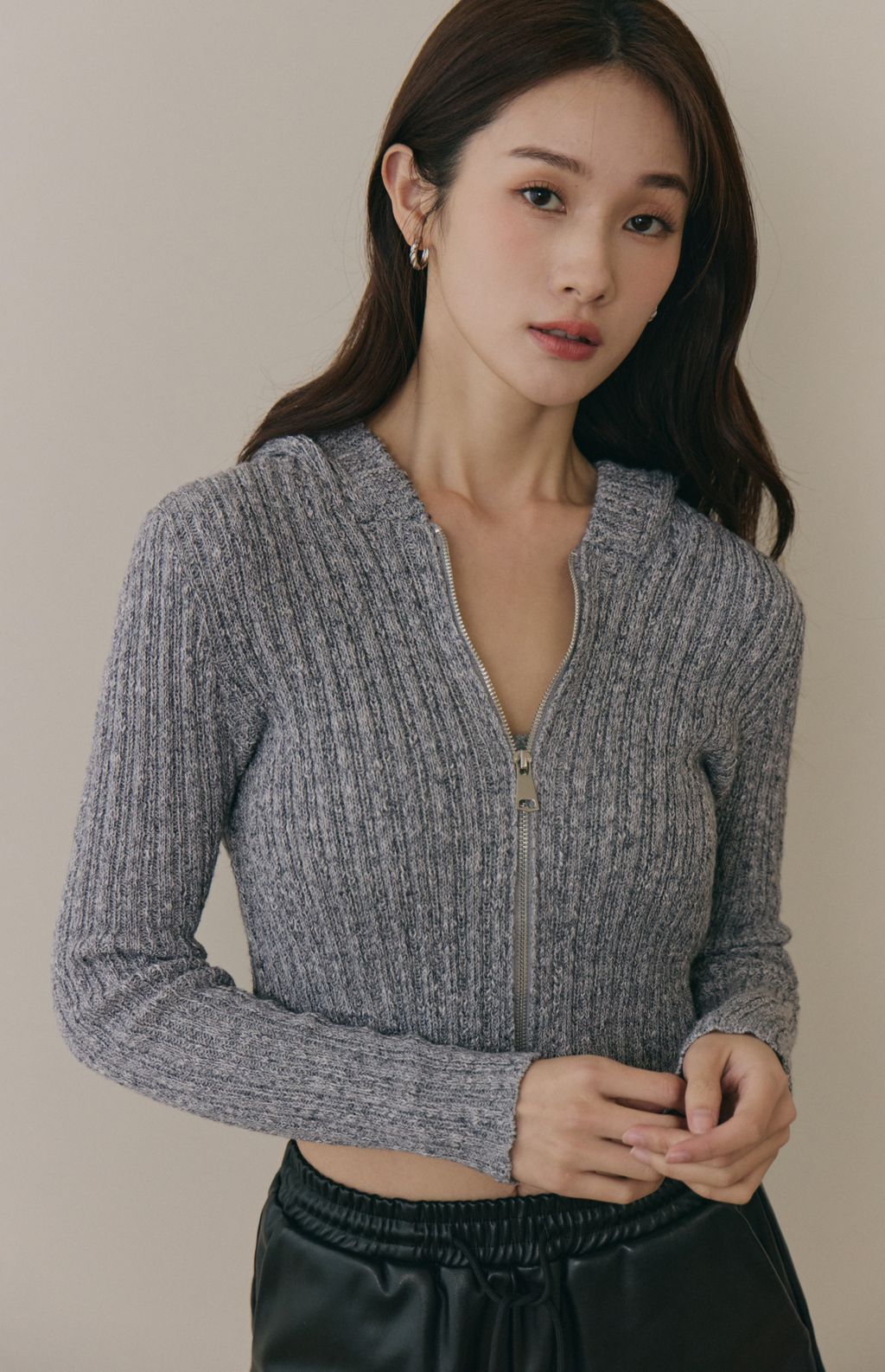 soft skin hooded cardigan<br/>親膚混色針織連帽外套 soft skin hooded cardigan親膚混色針織連帽外套