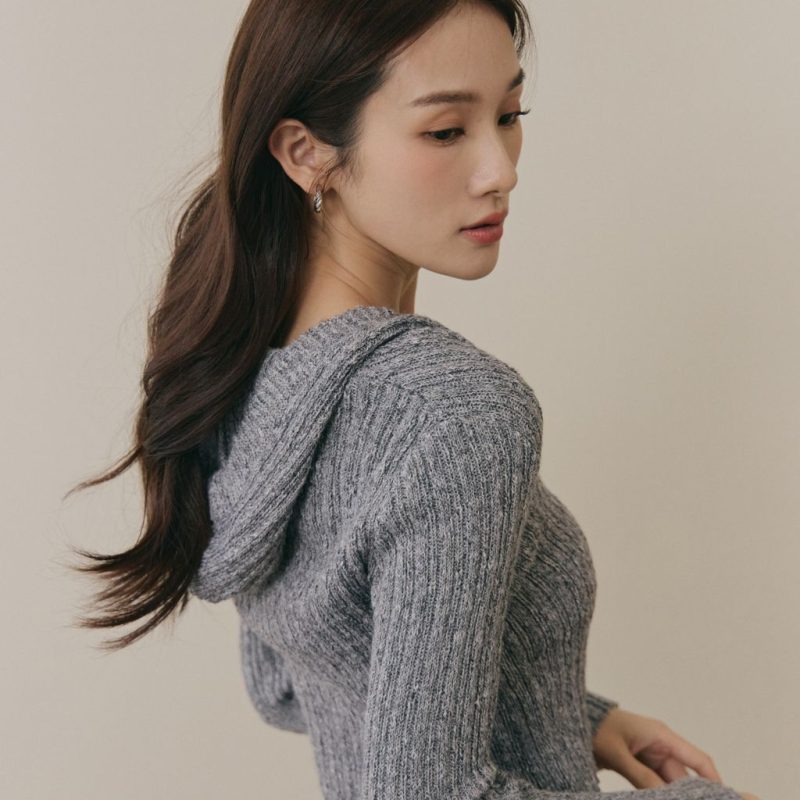 soft skin hooded cardigan親膚混色針織連帽外套