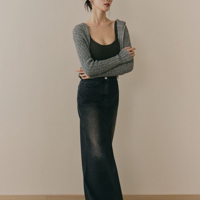 soft skin hooded cardigan親膚混色針織連帽外套