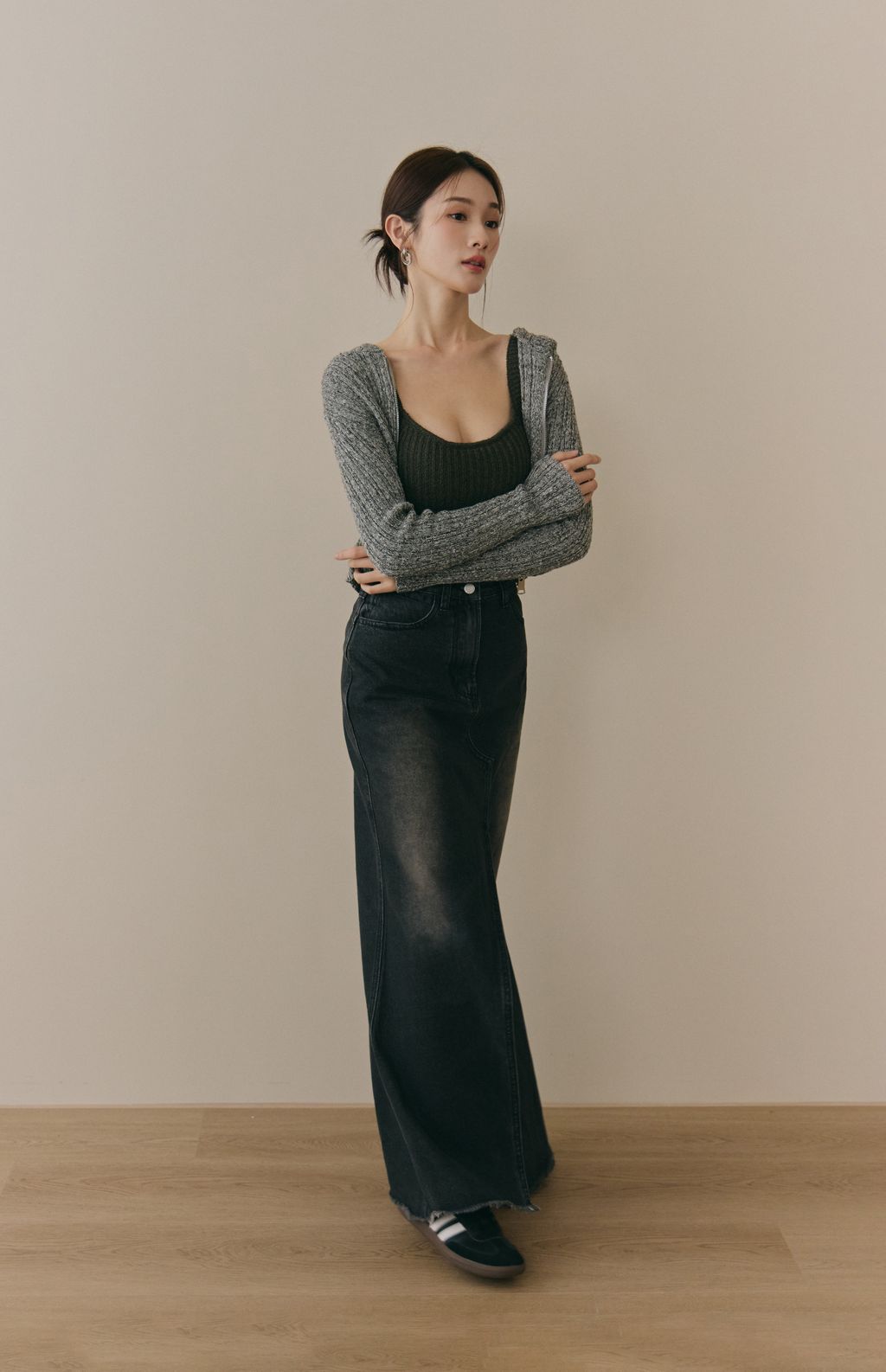 soft skin hooded cardigan<br/>親膚混色針織連帽外套 soft skin hooded cardigan親膚混色針織連帽外套