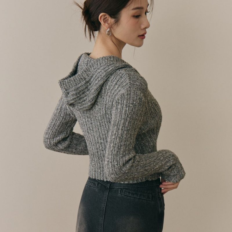 soft skin hooded cardigan親膚混色針織連帽外套