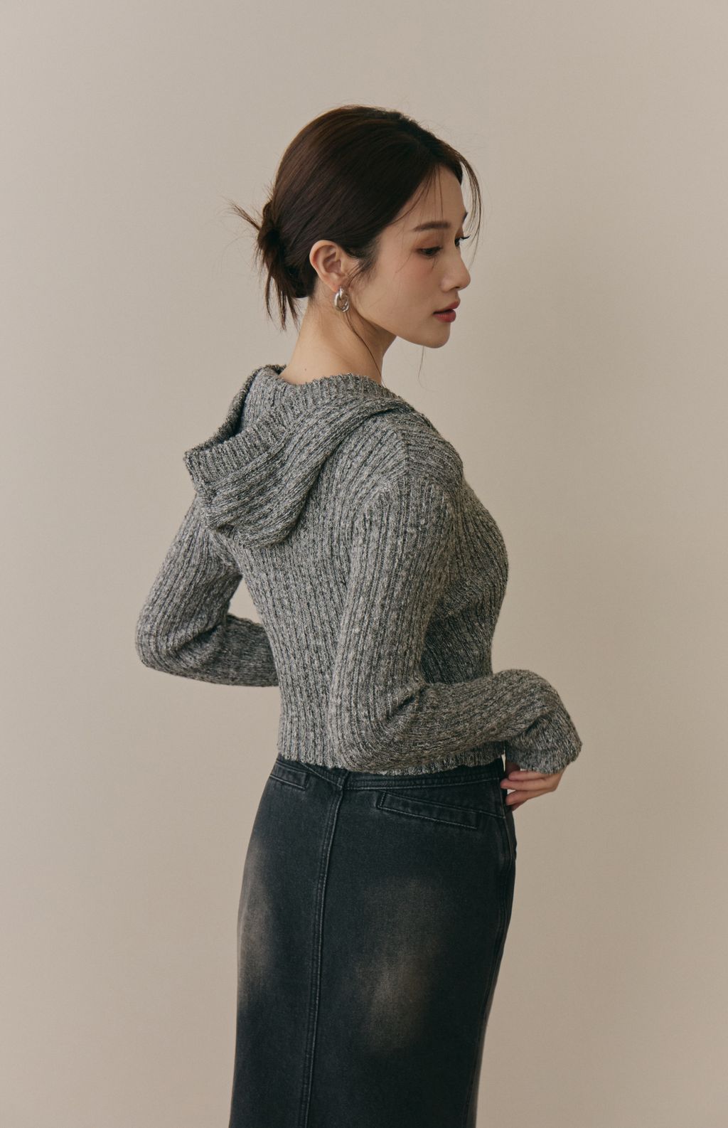 soft skin hooded cardigan<br/>親膚混色針織連帽外套 soft skin hooded cardigan親膚混色針織連帽外套