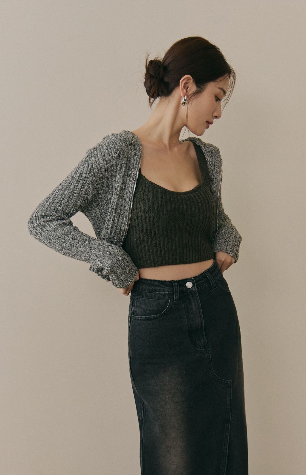 soft skin hooded cardigan<br/>親膚混色針織連帽外套 soft skin hooded cardigan親膚混色針織連帽外套