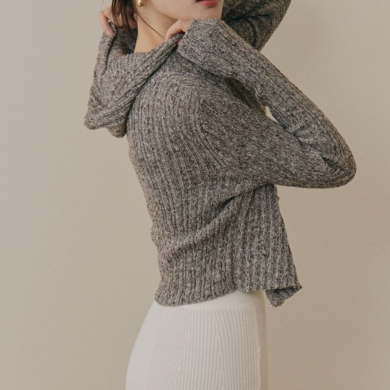 soft skin hooded cardigan親膚混色針織連帽外套