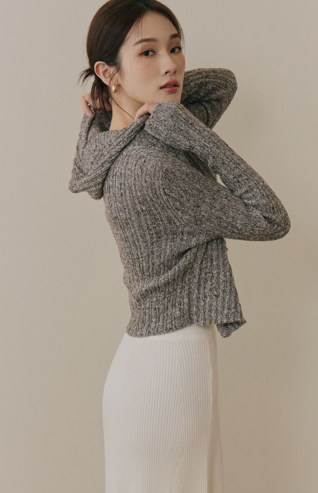 soft skin hooded cardigan<br/>親膚混色針織連帽外套 soft skin hooded cardigan親膚混色針織連帽外套