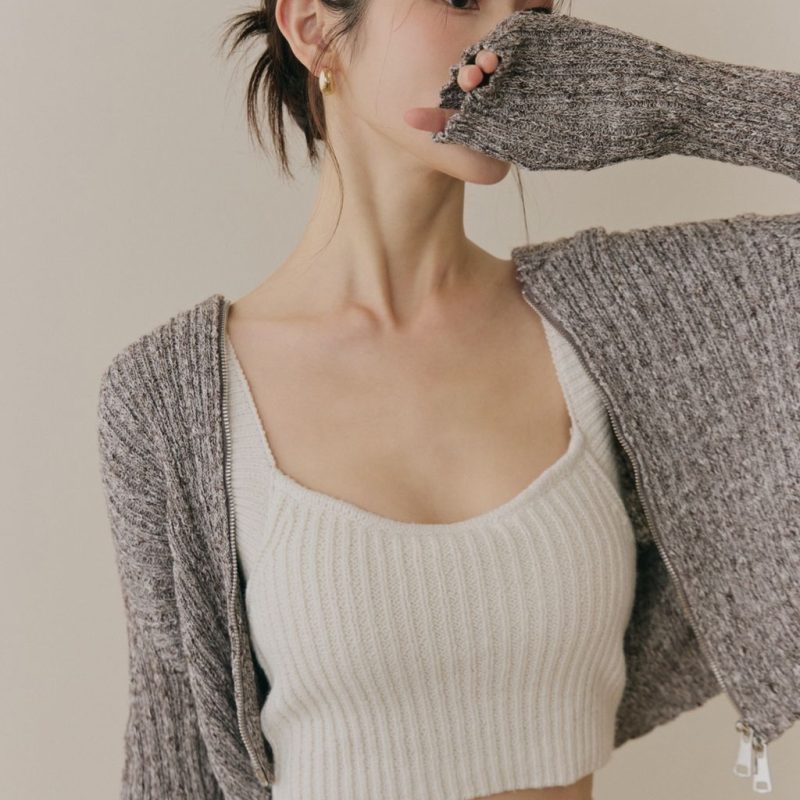 soft skin hooded cardigan親膚混色針織連帽外套