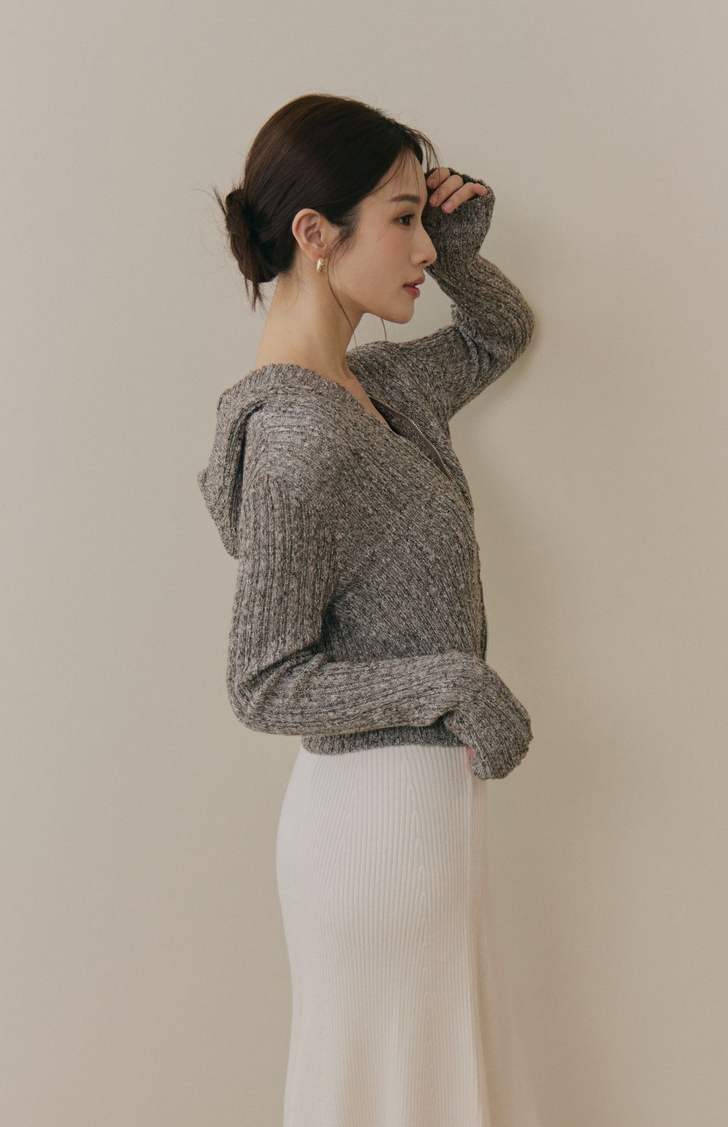 soft skin hooded cardigan<br/>親膚混色針織連帽外套 soft skin hooded cardigan親膚混色針織連帽外套