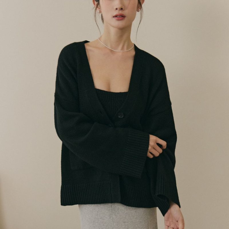 soft skin v neck cardigan親膚粗針v領外套