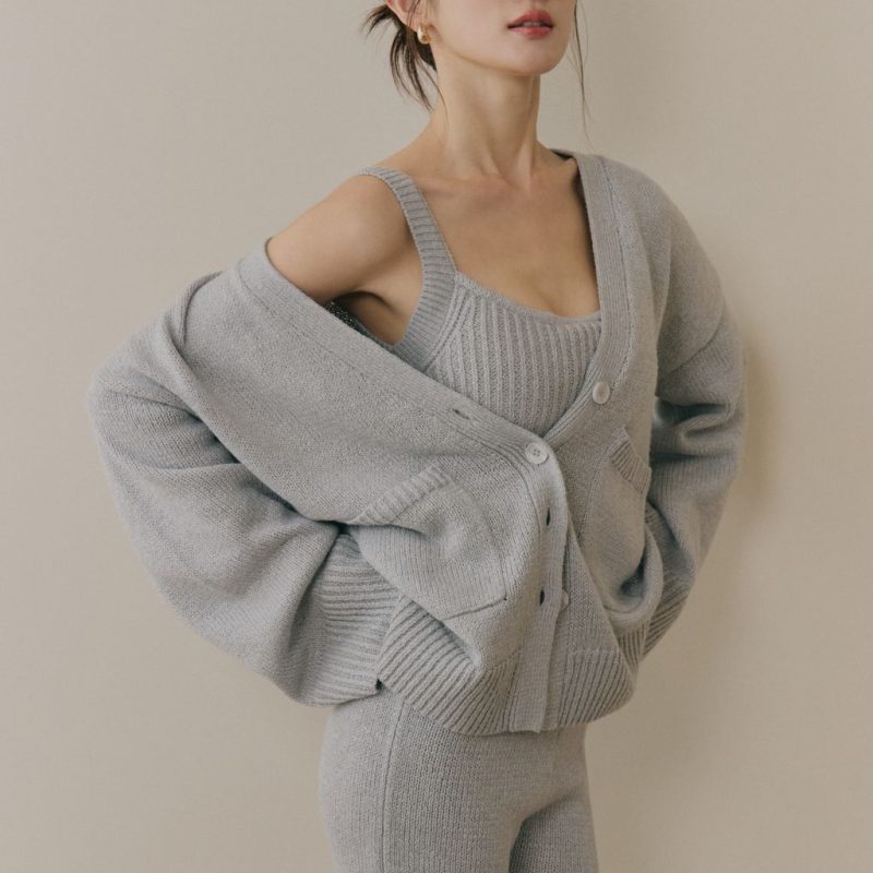 soft skin v neck cardigan親膚粗針v領外套