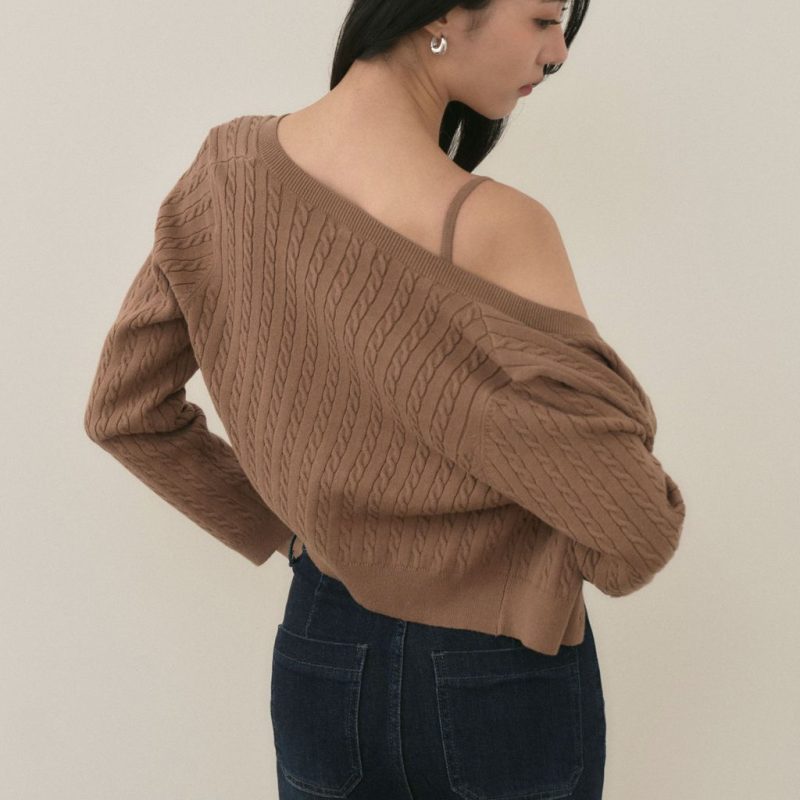 round neck cable cardigan麻花針織圓領外套