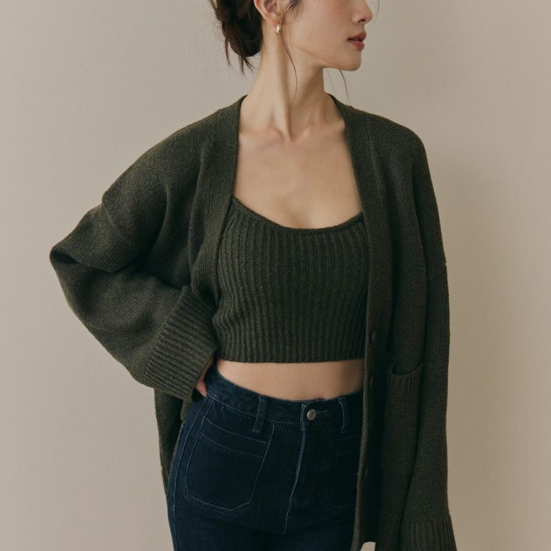 soft skin v neck cardigan親膚粗針v領外套